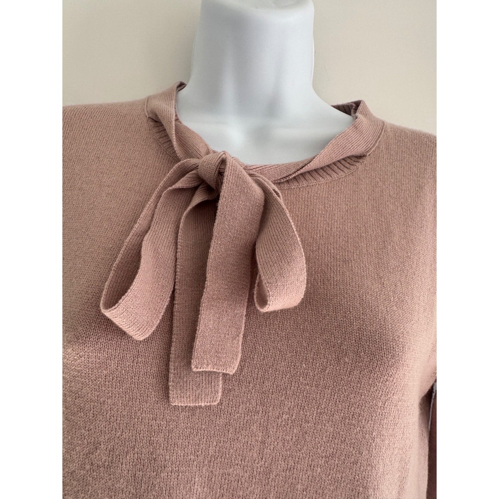 Diane von Furstenberg DvF Wool Cashmere Silk Bow Neck Colorblock Sweater Pink M - Picture 3 of 12